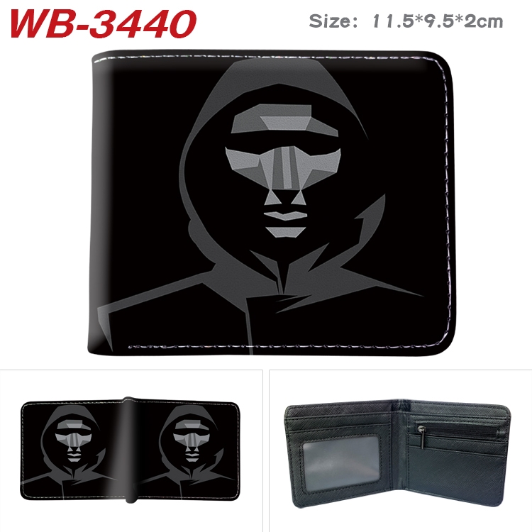 Squid Game color  two-fold leather wallet 11.5X9.5X2CM   WB-3440A