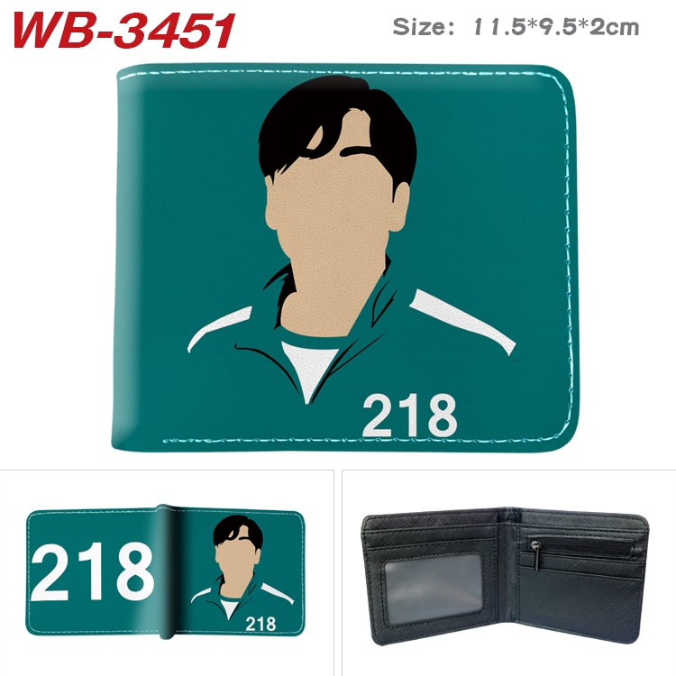 Squid Game color  two-fold leather wallet 11.5X9.5X2CM WB-3451A