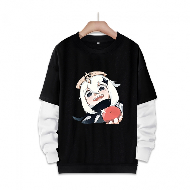 Genshin Impact   Anime fake two-piece thick round neck sweater from S to 3XL
