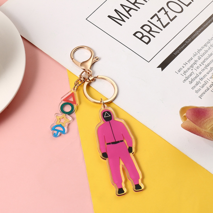 Squid Game Q version character acrylic keychain pendant price for 5 pcs