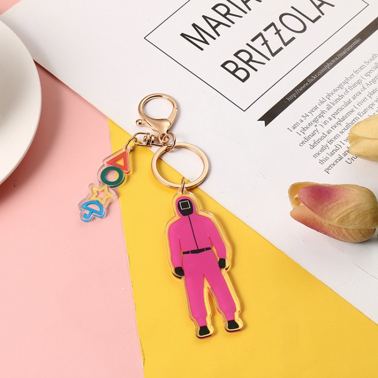 Squid Game Q version character acrylic keychain pendant price for 5 pcs