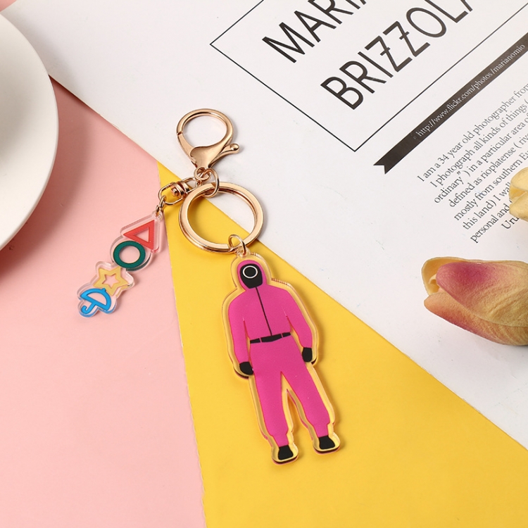 Squid Game Q version character acrylic keychain pendant price for 5 pcs