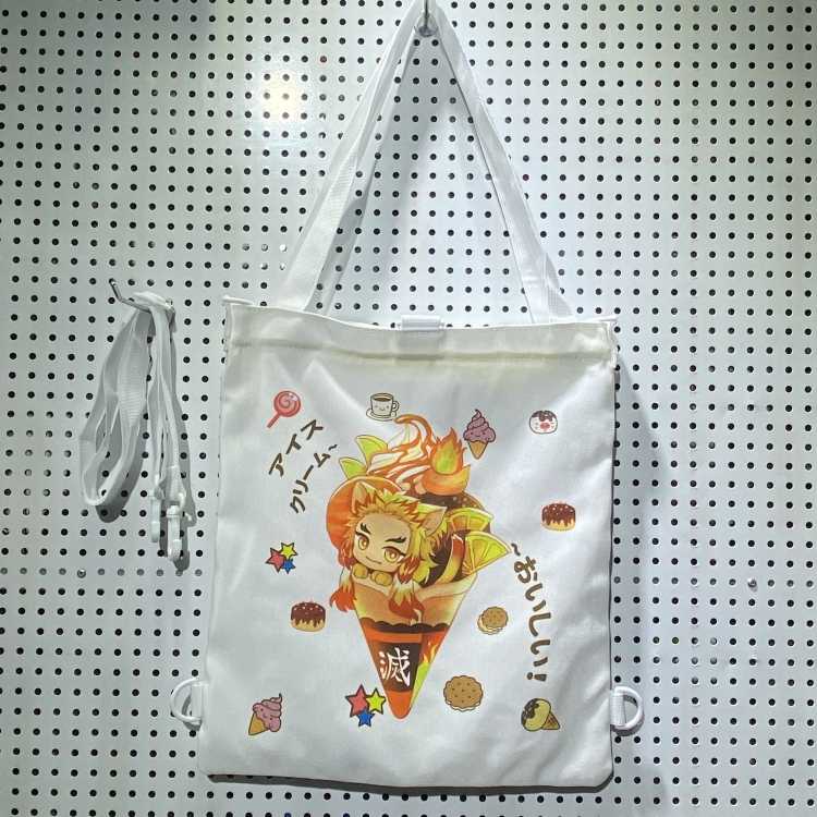 Demon Slayer Kimets Double-sided color picture canvas shoulder bag storage bag 33X32cm