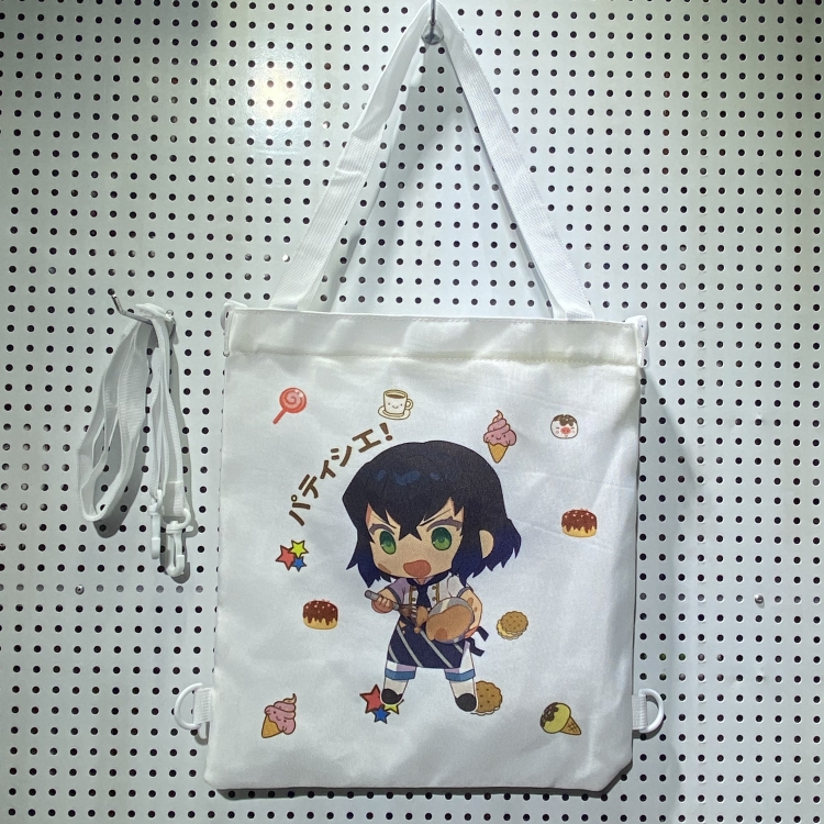 Demon Slayer Kimets Double-sided color picture canvas shoulder bag storage bag 33X32cm