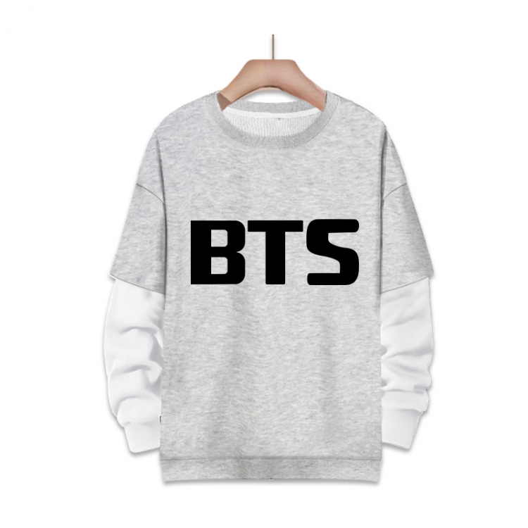  BTS fake two-piece thick round neck sweater from S to 3XL