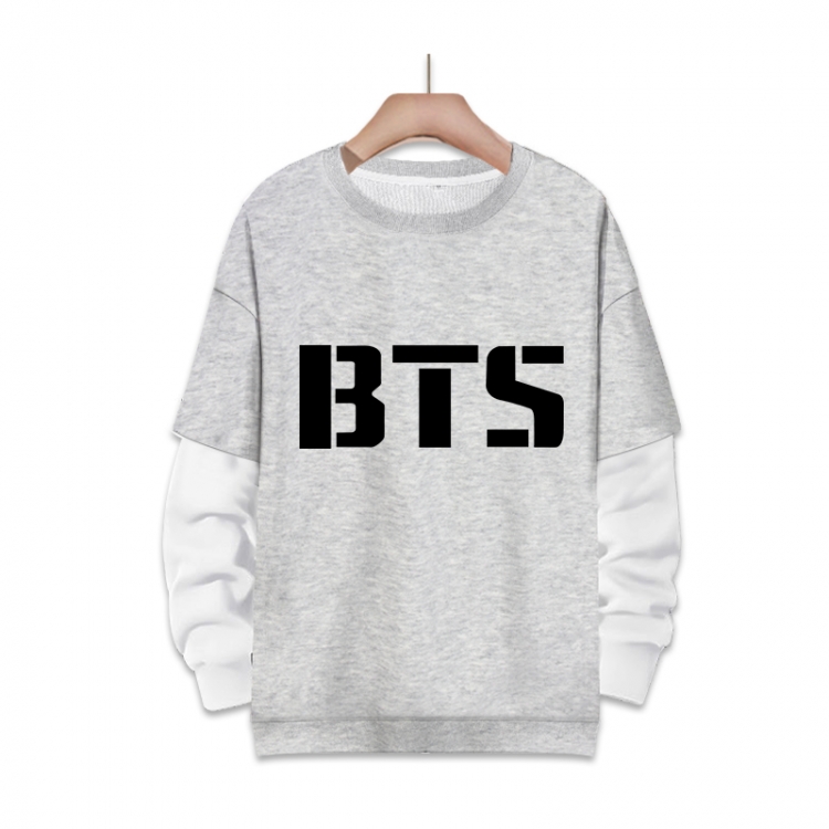  BTS fake two-piece thick round neck sweater from S to 3XL