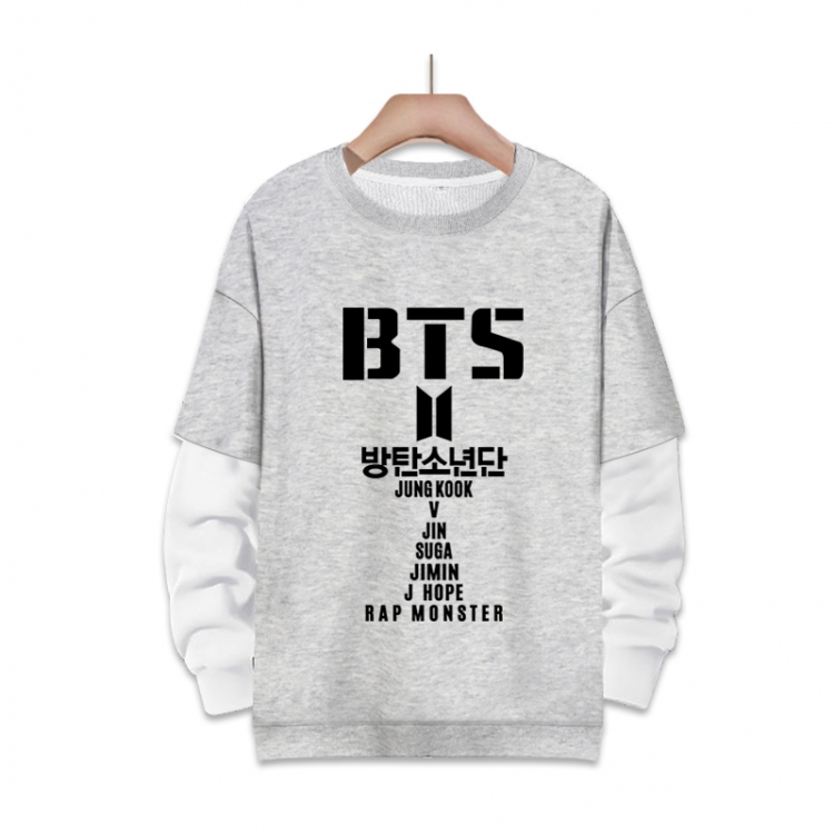  BTS fake two-piece thick round neck sweater from S to 3XL