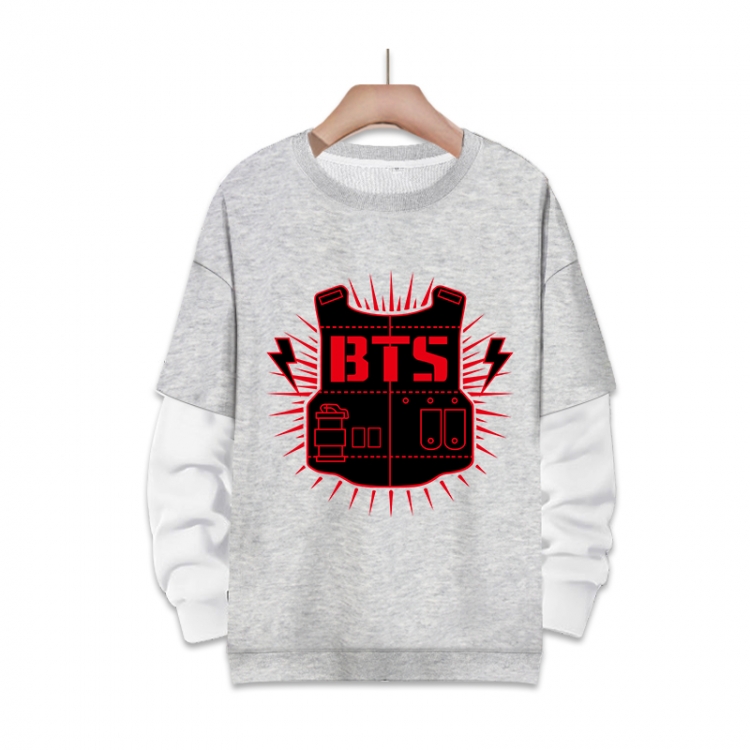  BTS fake two-piece thick round neck sweater from S to 3XL