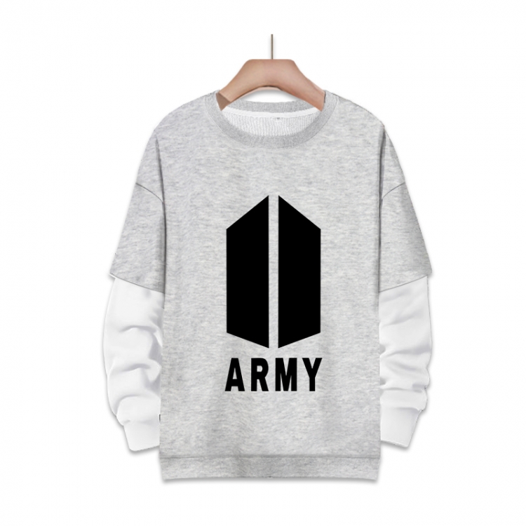  BTS fake two-piece thick round neck sweater from S to 3XL