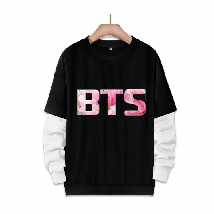 BTS fake two-piece thick round neck sweater from S to 3XL