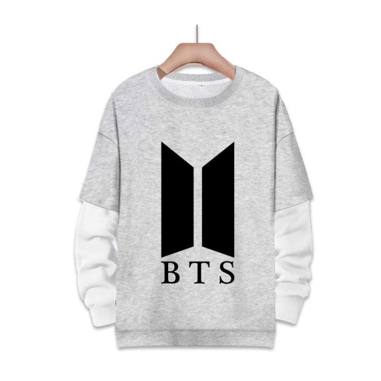  BTS fake two-piece thick round neck sweater from S to 3XL