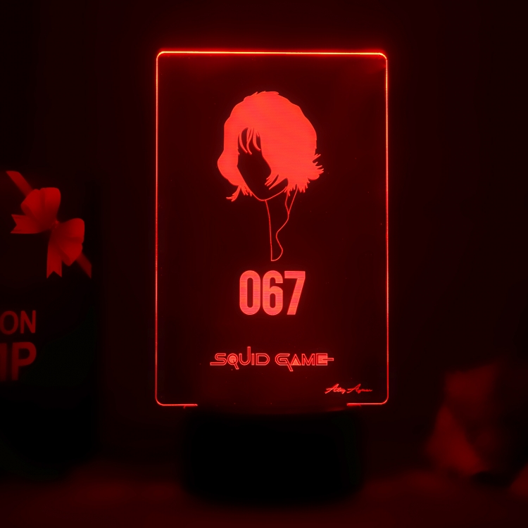 Squid game 3D night light USB touch switch colorful acrylic table lamp BLACK BASE