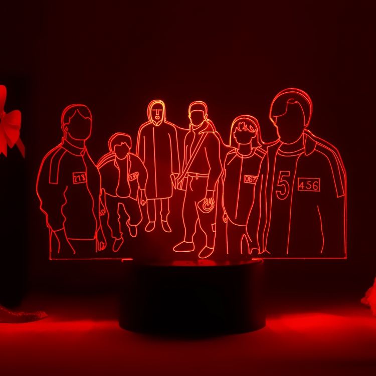 Squid game 3D night light USB touch switch colorful acrylic table lamp BLACK BASE