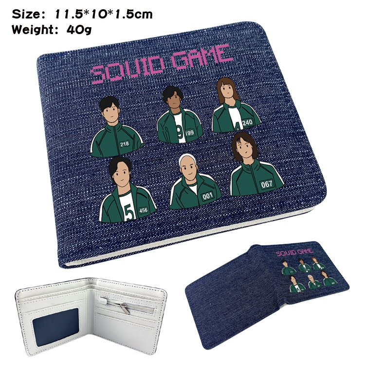 Squid game Film and television peripheral denim half-fold wallet 11.5X10X1.5CM 37F
