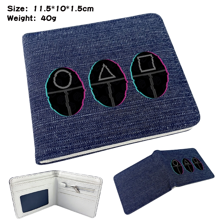 Squid game Film and television peripheral denim half-fold wallet 11.5X10X1.5CM  15F