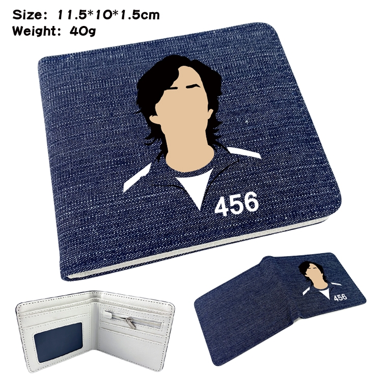 Squid game Film and television peripheral denim half-fold wallet 11.5X10X1.5CM 34F