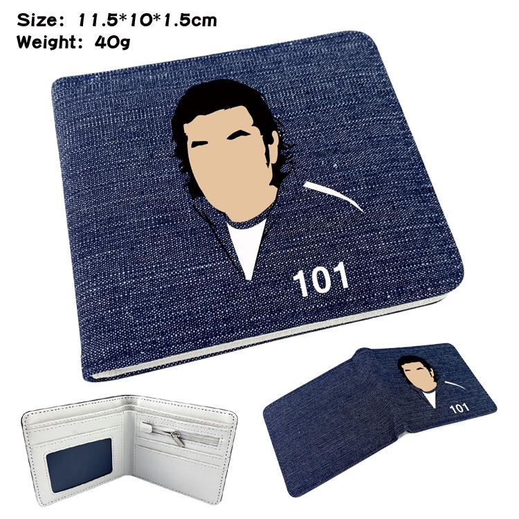 Squid game Film and television peripheral denim half-fold wallet 11.5X10X1.5CM 28F
