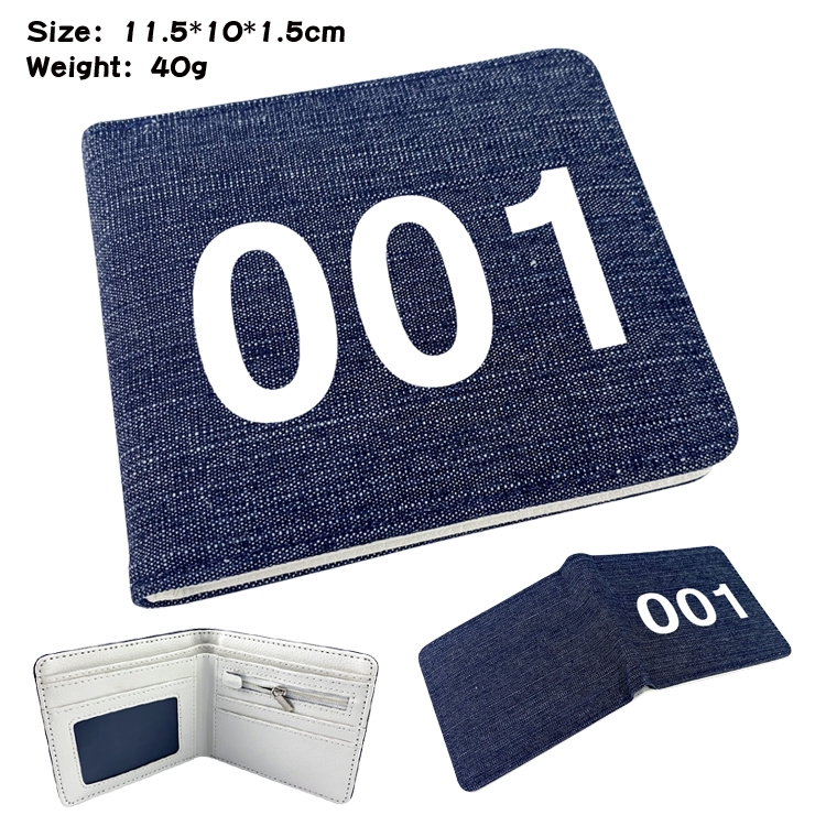 Squid game Film and television peripheral denim half-fold wallet 11.5X10X1.5CM 26F