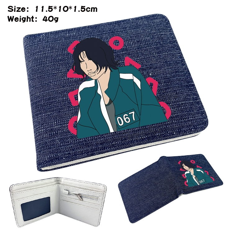 Squid game Film and television peripheral denim half-fold wallet 11.5X10X1.5CM 12F
