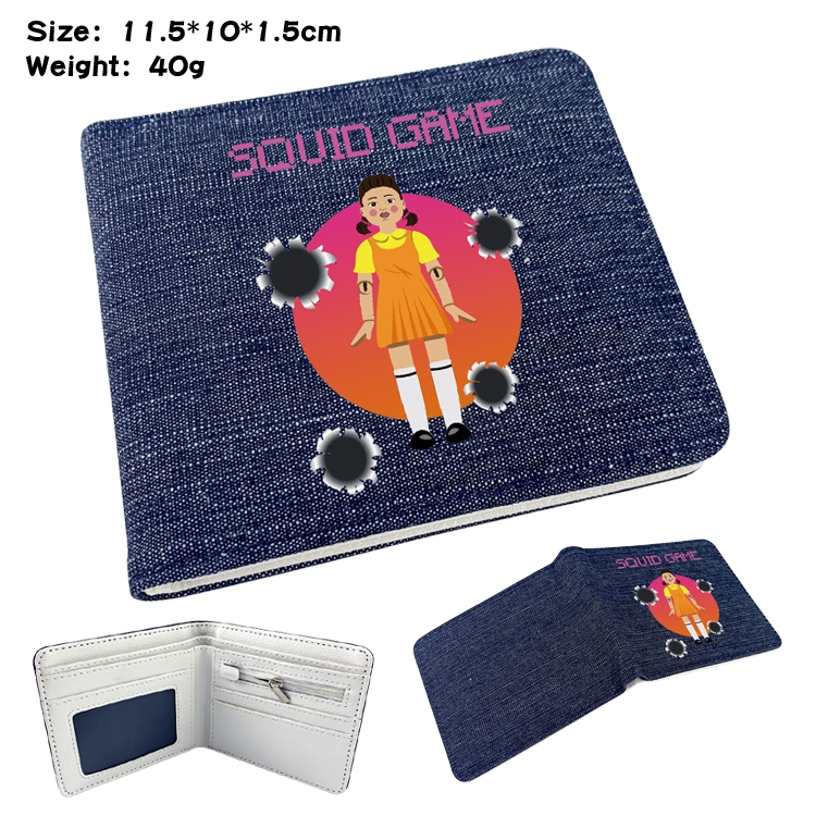 Squid game Film and television peripheral denim half-fold wallet 11.5X10X1.5CM 18F