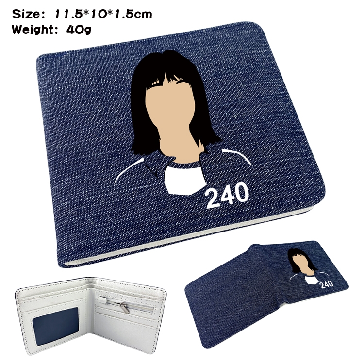 Squid game Film and television peripheral denim half-fold wallet 11.5X10X1.5CM 29F