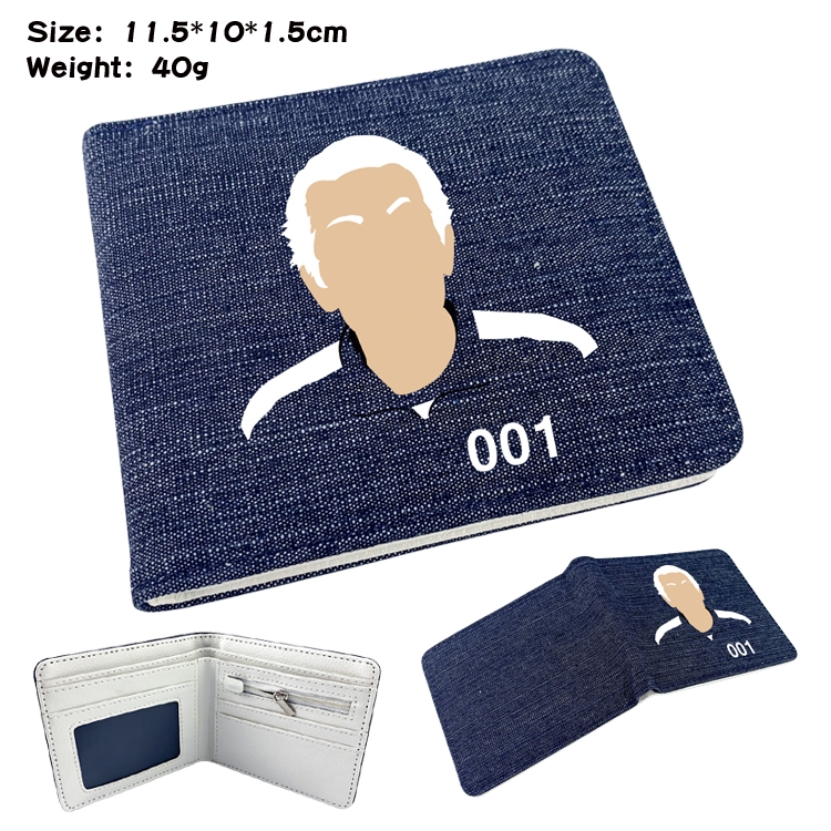 Squid game Film and television peripheral denim half-fold wallet 11.5X10X1.5CM 32F