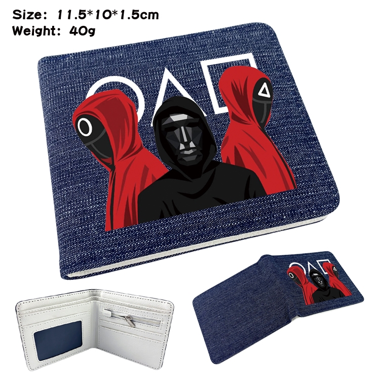 Squid game Film and television peripheral denim half-fold wallet 11.5X10X1.5CM 17F