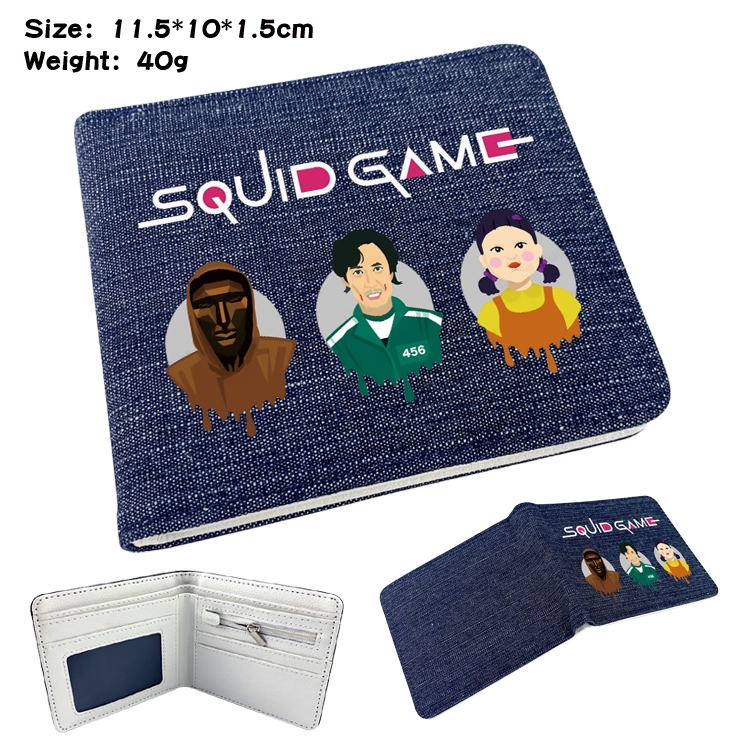 Squid game Film and television peripheral denim half-fold wallet 11.5X10X1.5CM 11F