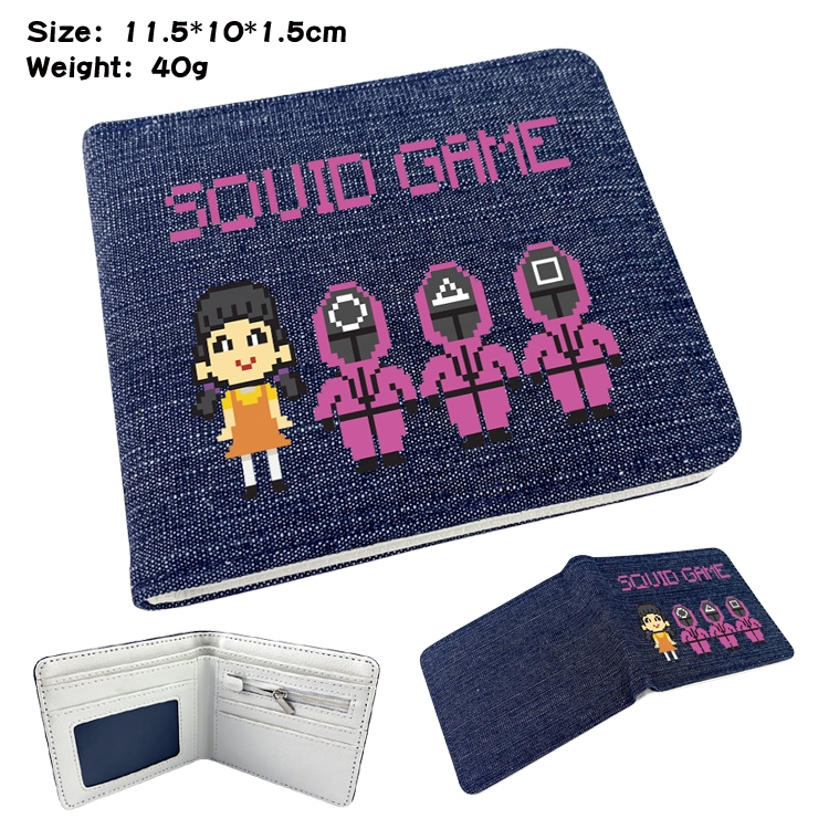Squid game Film and television peripheral denim half-fold wallet 11.5X10X1.5CM 9F