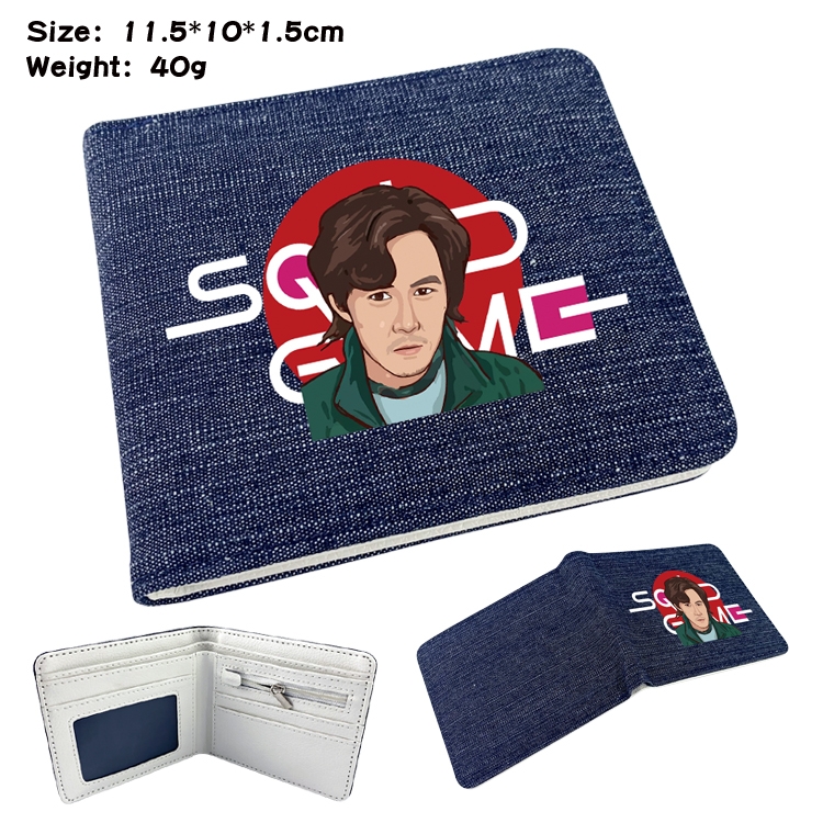 Squid game Film and television peripheral denim half-fold wallet 11.5X10X1.5CM  1F