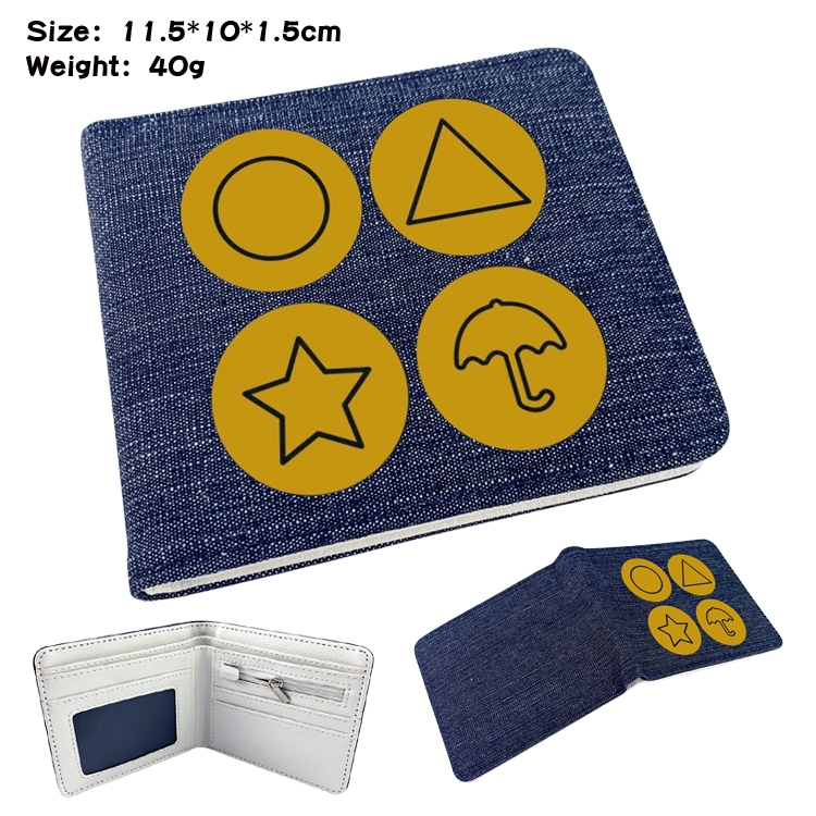 Squid game Film and television peripheral denim half-fold wallet 11.5X10X1.5CM 35F
