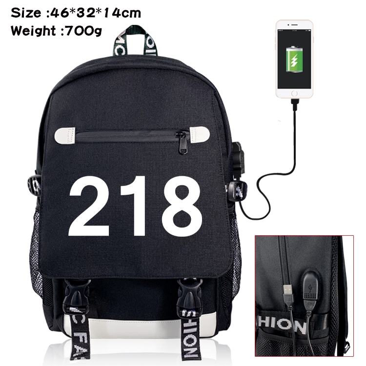 Squid game Canvas Backpack School Bag with Flip Data Cable