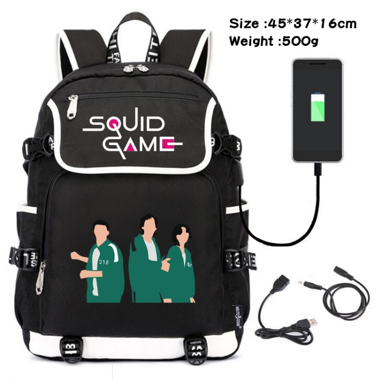 Squid game Top and bottom data backpack student school bag 45X37X16CM
