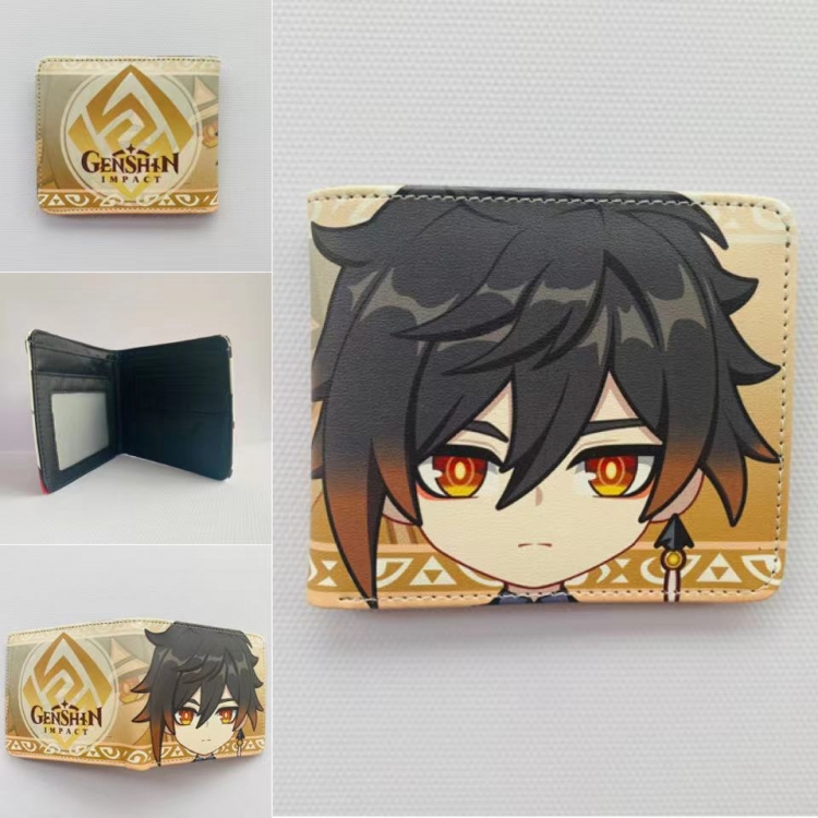 Genshin Impact Full color  Two fold short card case wallet 11X9.5CM 60G