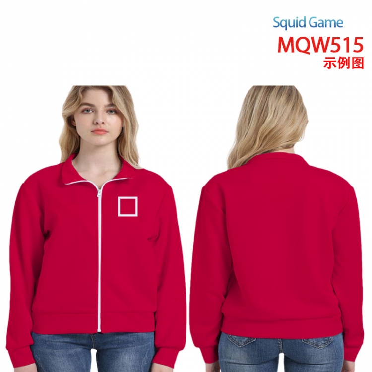 Squid game Animation surrounding full-color sweater hoodless zipper jacket from M to 3XL MQW-515