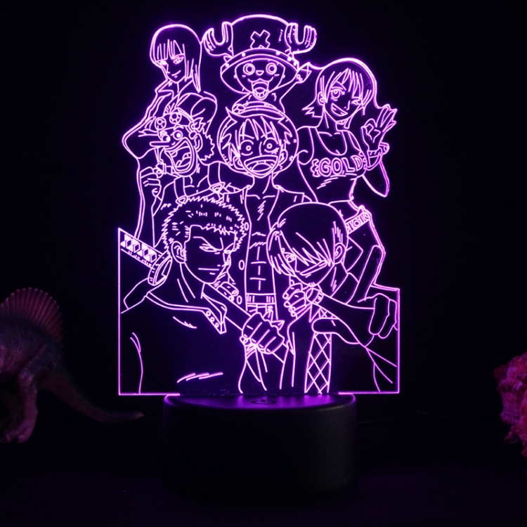One Piece 3D night light USB touch switch colorful acrylic table lamp BLACK BASE