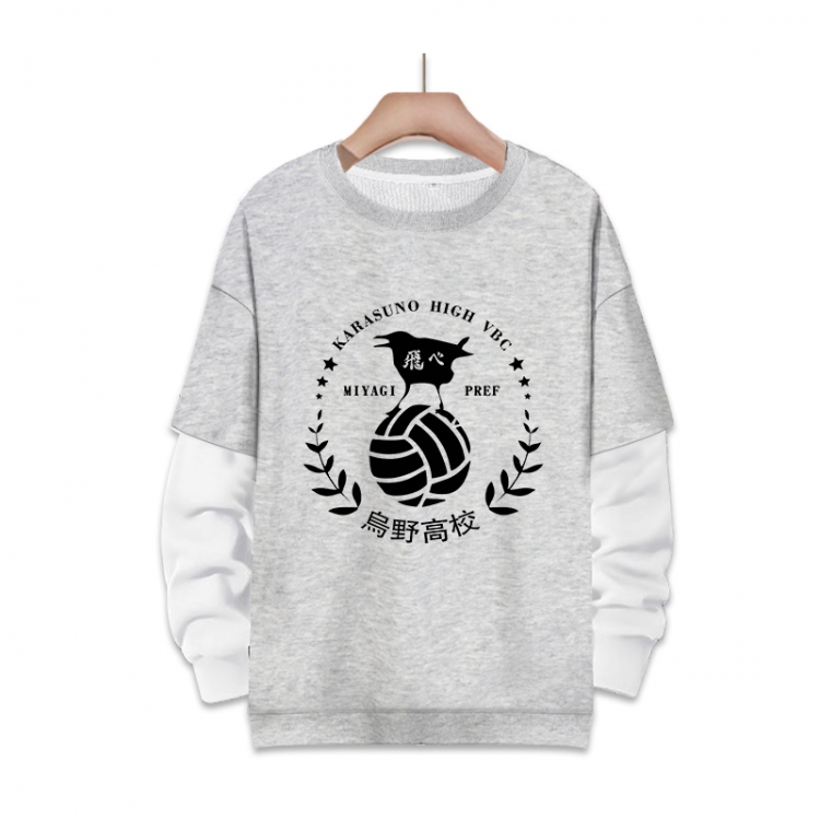 Haikyuu!!  Anime fake two-piece thick round neck sweater from S to 3XL
