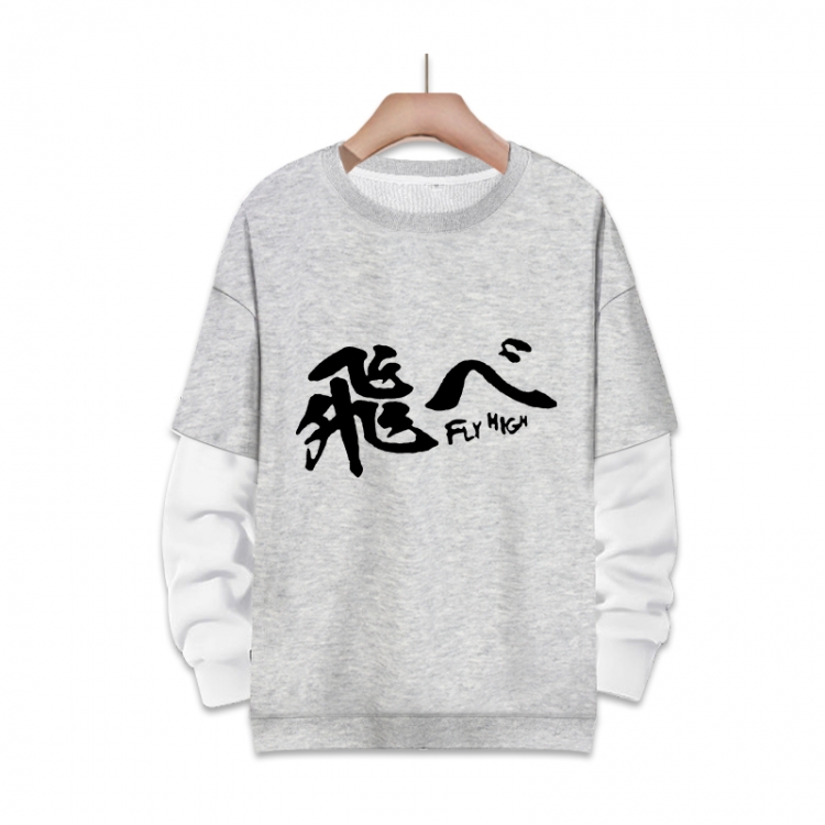Haikyuu!!  Anime fake two-piece thick round neck sweater from S to 3XL