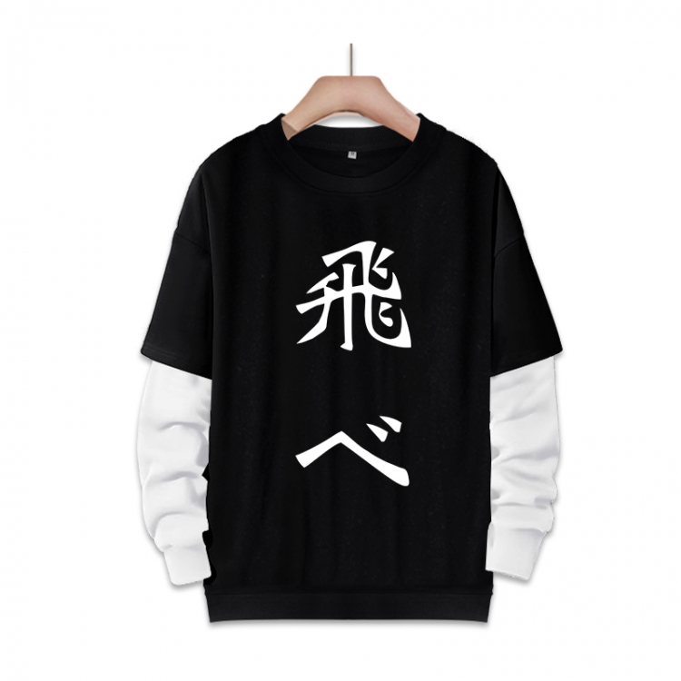 Haikyuu!!  Anime fake two-piece thick round neck sweater from S to 3XL