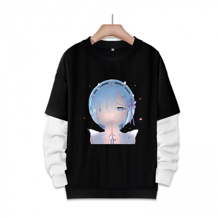 Re:Zero kara Hajimeru Isekai Seikatsu Anime fake two-piece thick round neck sweater from S to 3XL