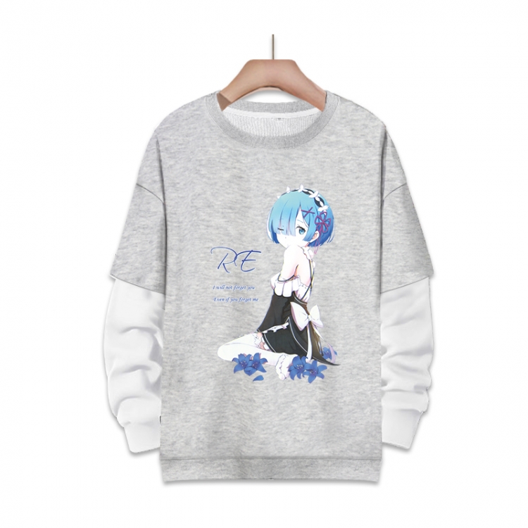 Re:Zero kara Hajimeru Isekai Seikatsu Anime fake two-piece thick round neck sweater from S to 3XL