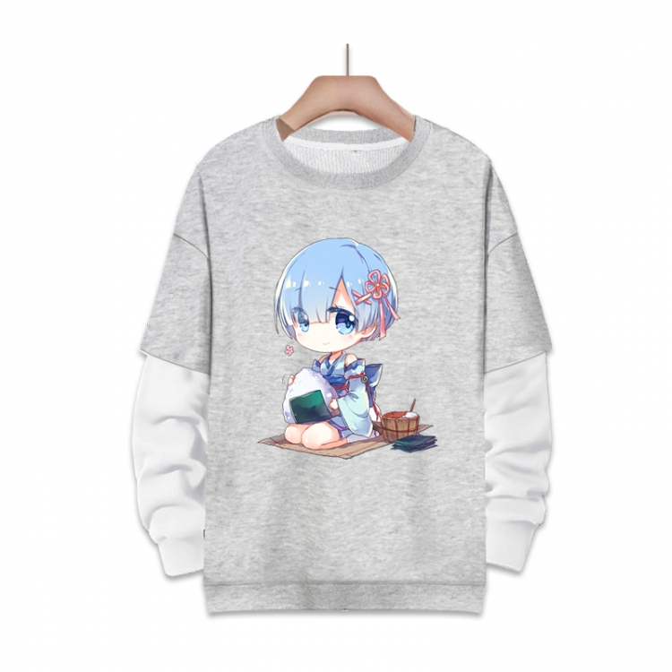 Re:Zero kara Hajimeru Isekai Seikatsu Anime fake two-piece thick round neck sweater from S to 3XL