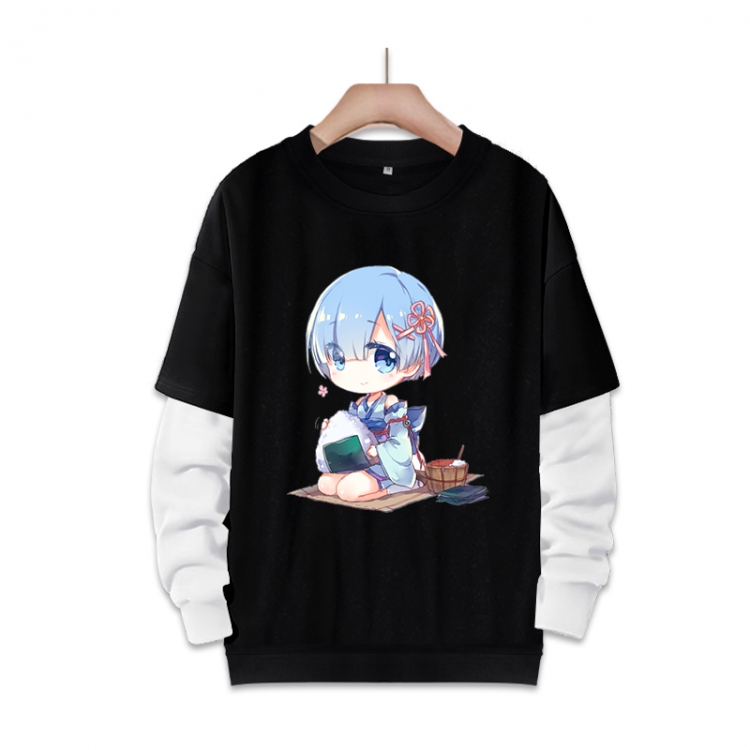 Re:Zero kara Hajimeru Isekai Seikatsu Anime fake two-piece thick round neck sweater from S to 3XL