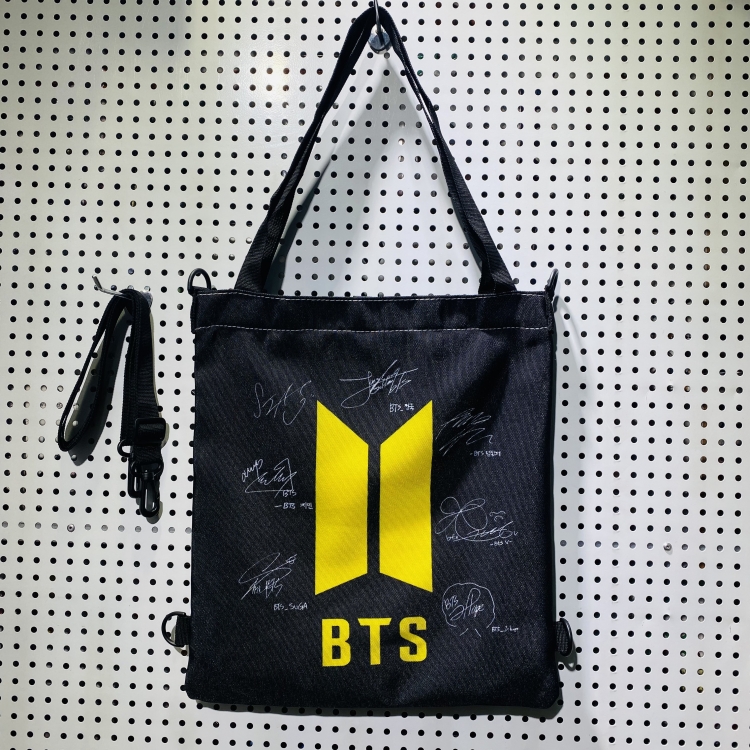 BTS Double-sided color picture canvas shoulder bag storage bag 33X32cm