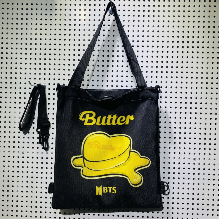 BTS Double-sided color picture canvas shoulder bag storage bag 33X32cm