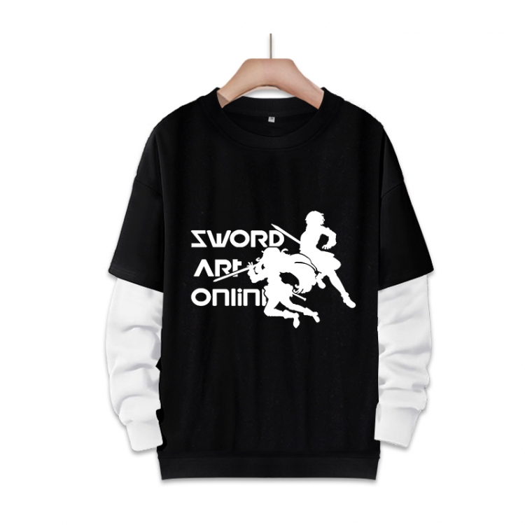 Sword Art Online Anime fake two-piece thick round neck sweater from S to 3XL