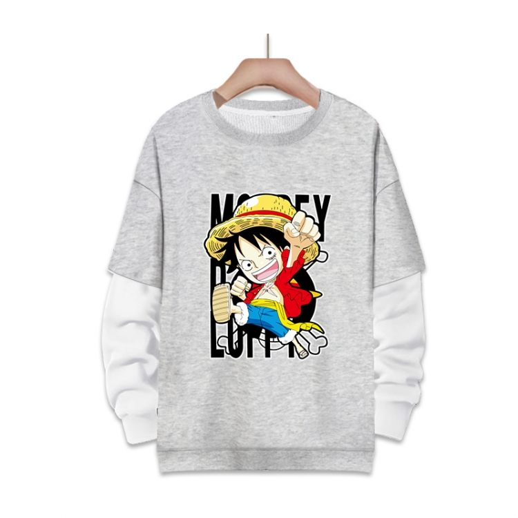 One Piece Anime fake two-piece thick round neck sweater from S to 3XL