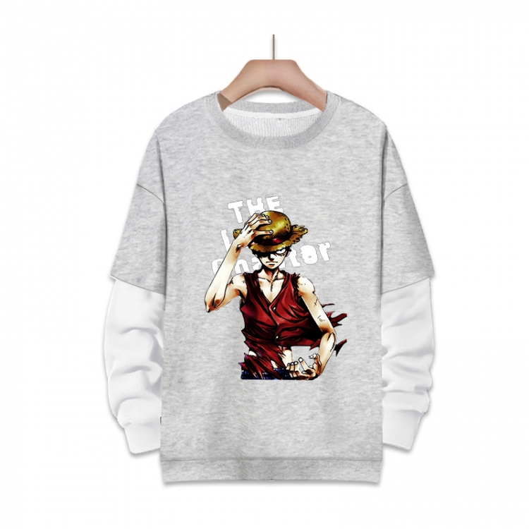 One Piece Anime fake two-piece thick round neck sweater from S to 3XL