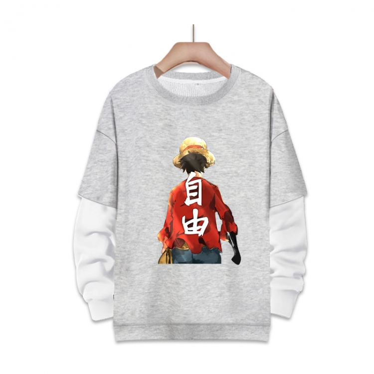 One Piece Anime fake two-piece thick round neck sweater from S to 3XL
