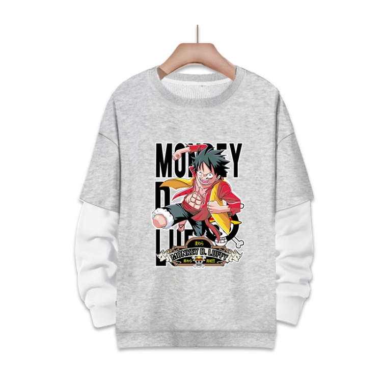 One Piece Anime fake two-piece thick round neck sweater from S to 3XL